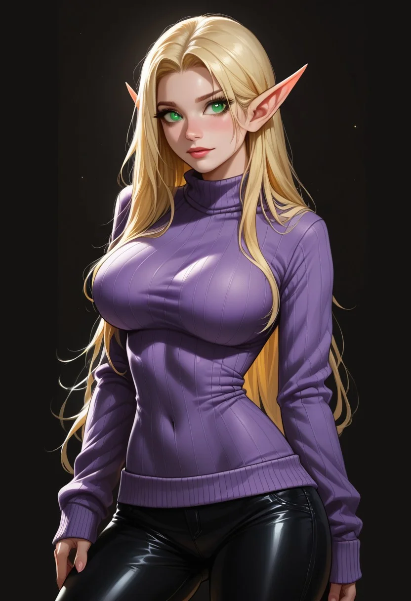 score_9,score_8_up,score_8,score_9, pastel colors, high contrast ,expressiveh, epiCPhoto,
BREAK,
1girl,, bethiella, solo, russian elven girl, long elven ears, natural pale green eyes, blonde hair, long hair, ((purple sweater with sleeves)), pale skin, ((big breasts)), narrow waist, wide hips, detailed skin pores, intricate details, long ears, beautiful face, cute face, beautyful pale green eyes, very long ears, perfect ass, hyperrealistic, amature film, livingroom background, perfect body, shy, pants,
BREAK,
perfect face,
BREAK,