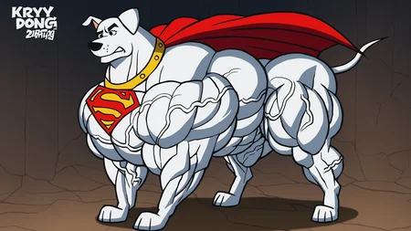 male,feral,solo,
standing,idle,
krypto,white dog,<lora:Krypto:0.8>,white fur,white body,(feral dog:1.2),red collar,superman logo,red cape,
muscular rump,muscular thighs,obliques,
(hyper muscle feral:1.2),(hyper muscular feral:1.2),(feral muscle:1.1),muscle growth,<lora:muscular-feral-000002:0.5>,
vein,veins,veiny muscles