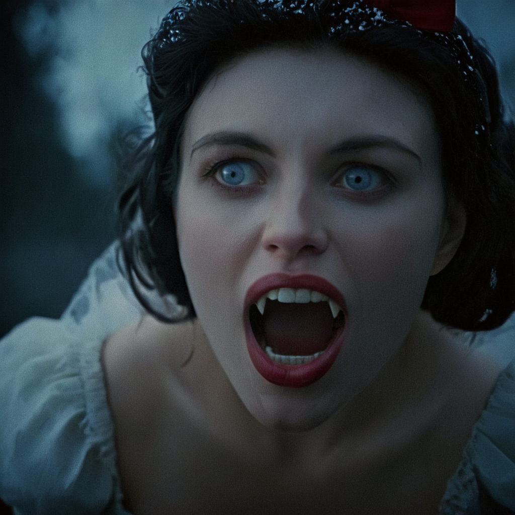analog film photo of  <lora:perfection style:0.5> perfection style
 <lora:fang:0.8>
<lora:Snow White v3:0.55> Snow White a closeup horny woman with a vampire teeth and a surprised look on her face In 1500s 15th Century, dark night, white pale skin, reflective eyes, shallow depth of field, vignette, highly detailed, high budget, bokeh, cinemascope, moody, epic, gorgeous, film grain, grainy, faded film, desaturated, 35mm photo, grainy, vignette, vintage, Kodachrome, Lomography, stained, highly detailed, found footage