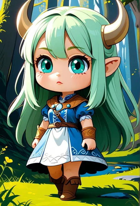 (1girl, solo, chibi, bizhi, bochi:1.3), The mint of the mercury is a representation of the Viking's obsession with the Oz, masterpiece, best quality, very aesthetic, high res, illustration, extremely detailed, 8k, wallpaper