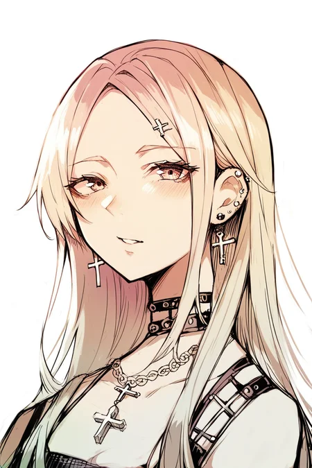 score_9, score_8_up, score_7_up, score_6_up,
<lora:Disorder:1> disorder, 1girl, solo, jewelry, earrings, cross earrings, cross, portrait, looking at viewer, piercing, ear piercing, anime coloring, simple background, long hair