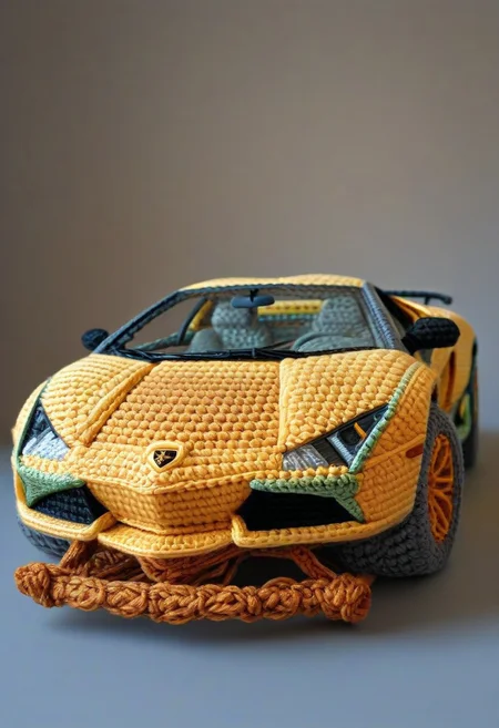 Lamborghini, by saint exupery, crocheted style
