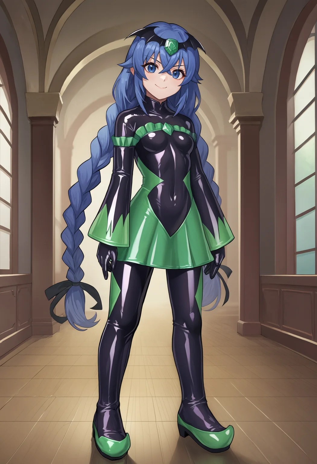 score_9, score_8_up, score_7_up, source_anime,
1girl, roxy migurdia, twin braids,
evil smile, closed mouth, evil,
badend bodysuit, latex badend, green badend,
standing, full body,
indoors,
<lora:mushokutensei_roxymigurdia_ponyXL:0.8> <lora:bad-end-ot4-006:1>