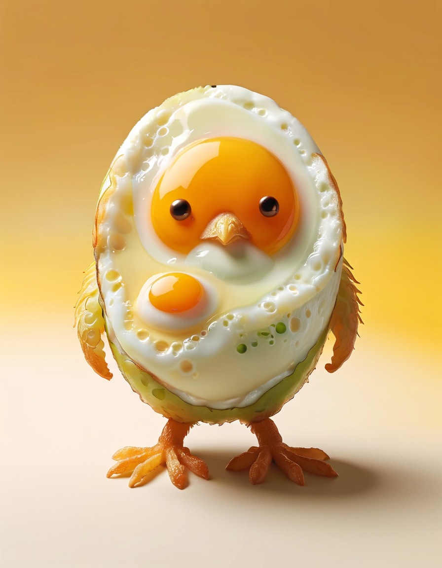 an adorable Sci-Fi Kiwi, digital art, made out of ral-friedegg <lora:ral-friedegg:0.8>, perfect composition, beautiful composition, dramatic, beautiful detailed, fantastic aesthetic, luxury, cute, aesthetic, warm light, lush