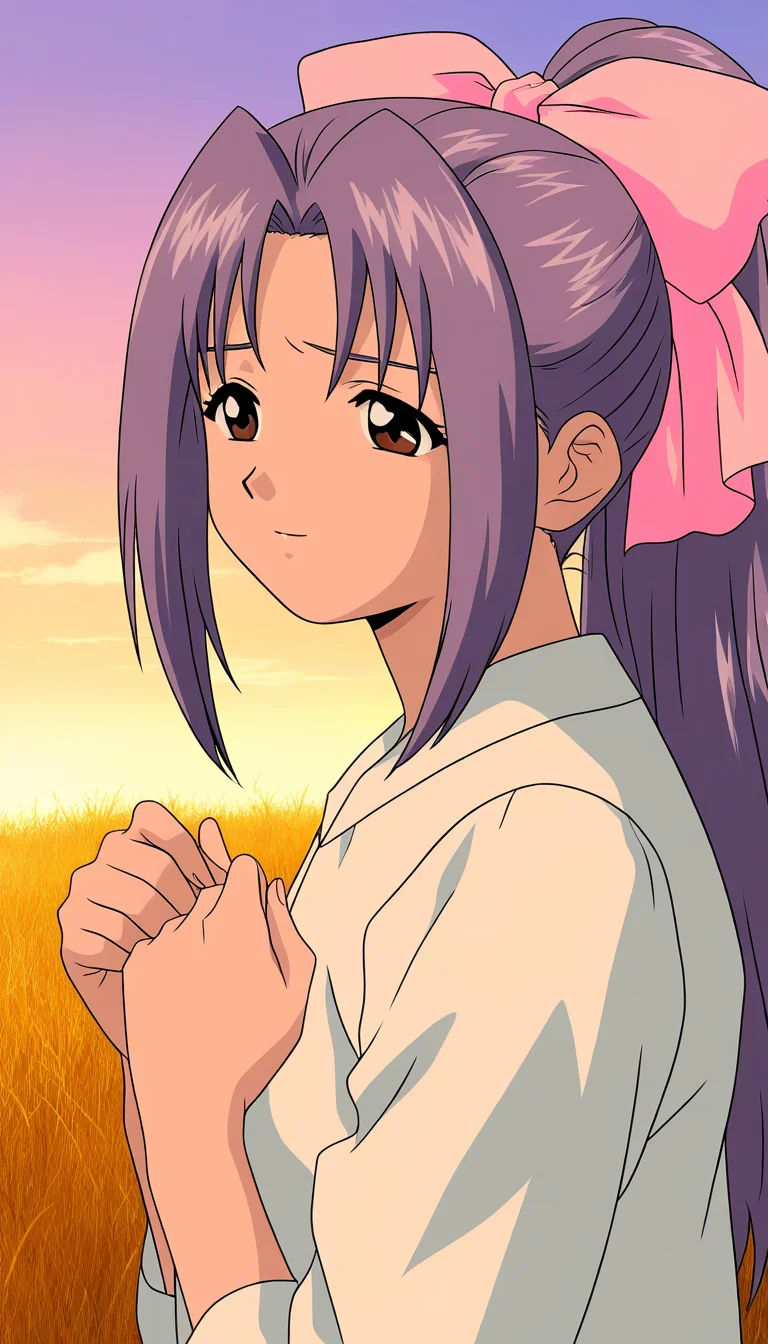general,highres, game cg, ultra-detailed,very aesthetic,best quality ,best hands, BREAK <lora:koigakubo_Momoko_IS:1>koigakubo_Momoko, purple hair, long hair, hair bow, brown eyes, ponytail, pink bow,
anime coloring,
grassm, sky,