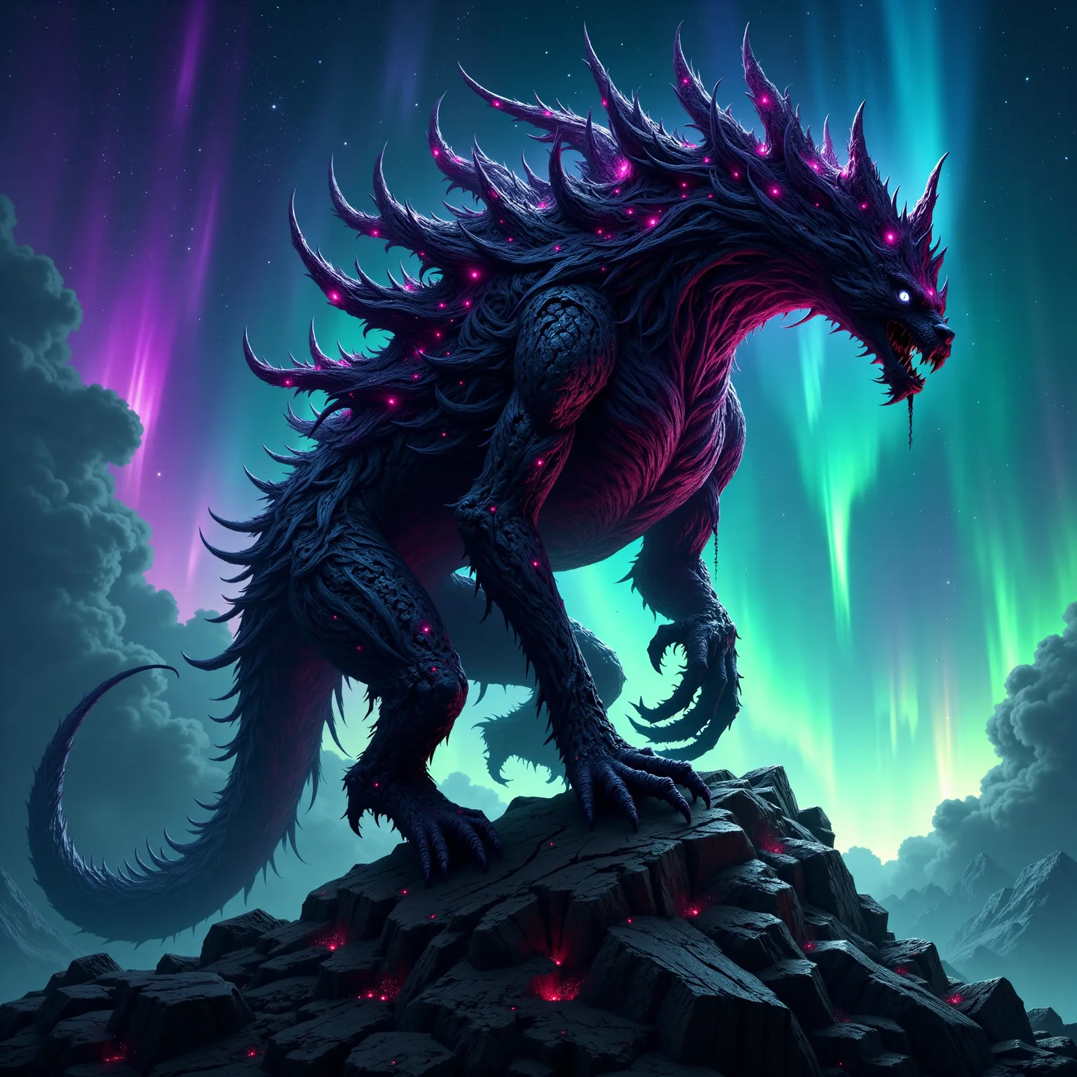 famous masterwork, intricately detailed fantasy oil painting, epic composition, detailed background, sfumato, cinematic film still, this image shows the "voxeled stankberry", this wondrous astargled creature, covered in dark fizzledyme and snizzleplume stands atop a erbelforing pile of doover, silhouetted against a vorblyborked aurora-filled sky of planet "ickydirly tertius", hinting at its otherworldly nature, mythp0rt <lora:image_enhancer-flux-by_dever:0.6> <lora:style-velvet's_mythic_fantasy-flux-by_velvets:0.48>
