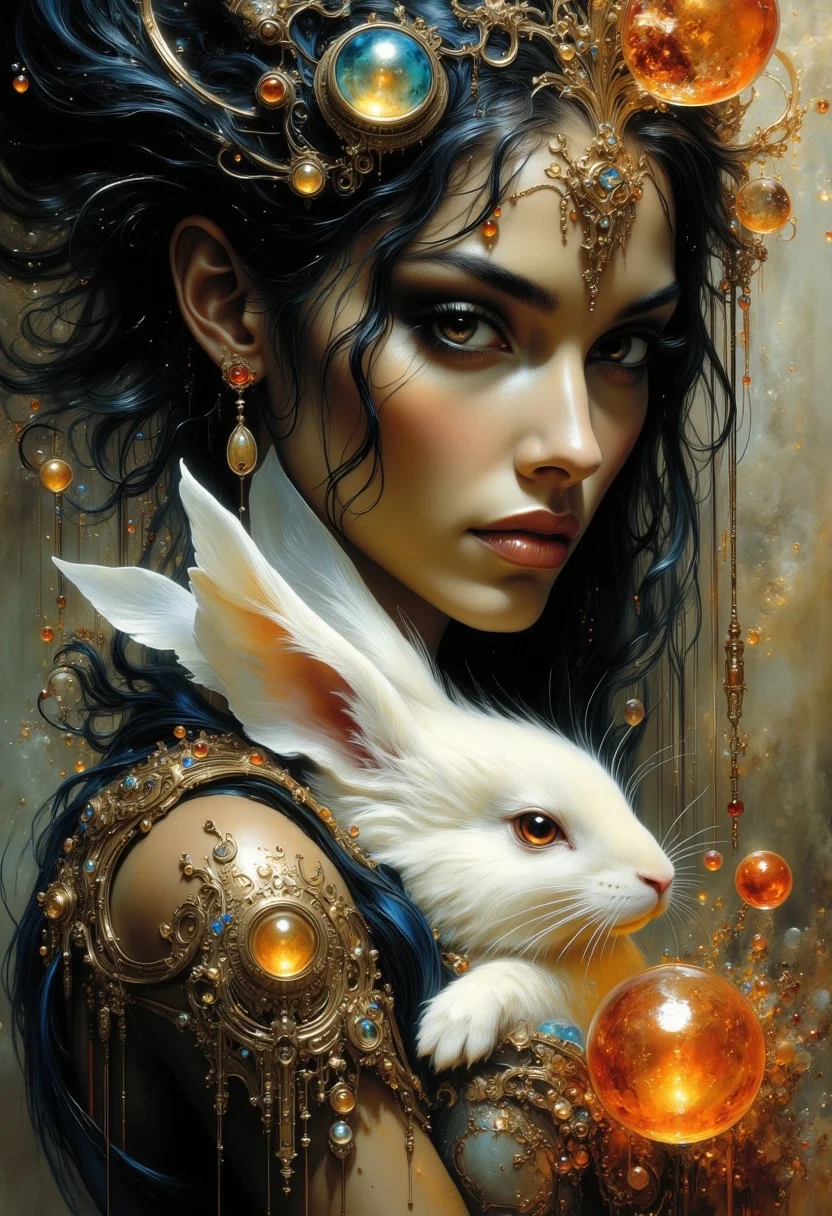 a dark skinned female, hugging a white rabbit, shot by Hasselblad x1d, beautiful, vibrant, masterpiece, 32k, ultra HD, ultra-detailed, amazing quality, amazing artist, sharp edges, detailed textures, full view, atmospheric lighting, amazing visuals.
no score 7