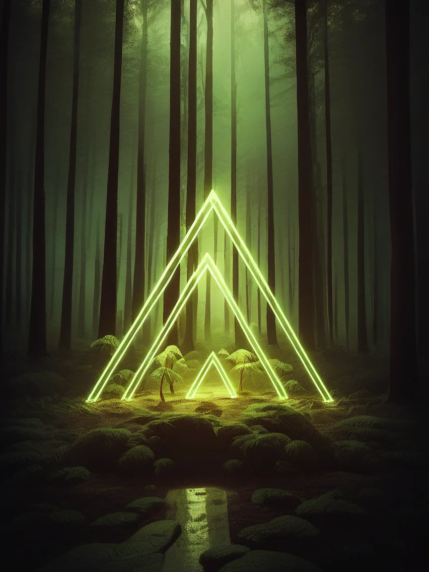score_9, score_8_up, score_7_up, score_6_up, score_5_up, score_4_up, woman, m00dygr33n, neon, glow, forest, <lora:m00dygr33nXLP:0.8>
