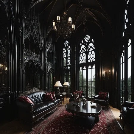 <lyco:Gothic_style_interior_design_Sa_May:1.0> Gothic style interior design of restouran