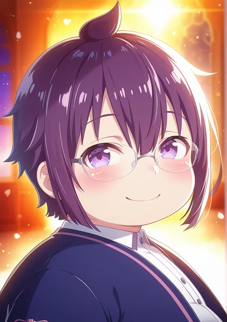 <lora:ageha-v1-000009:1> s-ageha, 1boy, male focus, (chibi:0.5), fat
, glasses, smile, blush,
, ((deep contrast, luminous lighting, cinematic ambiance, best quality, colorful, masterpiece, detailed_background)), detailed background,