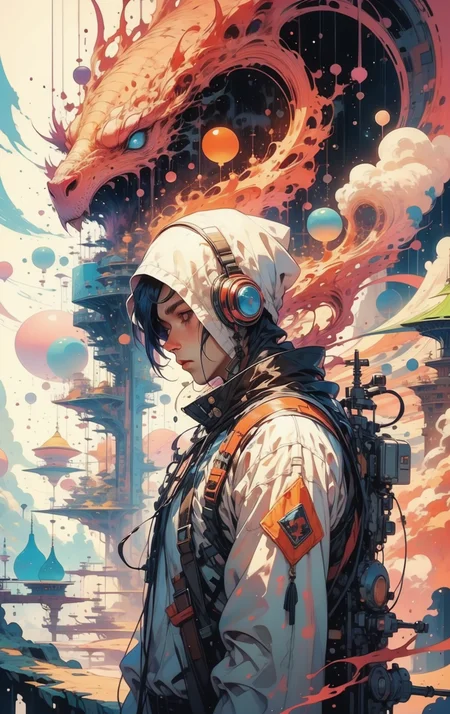 aesthetic <lora:ultimaEnd:1>, a man doing something at some place, <lora:Cosmic anime-oil fusion v2:1>