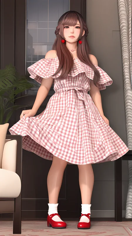 parametersamazing quality,absurdres,best quality,masterpiece,highres,newest,detailed,detailed body,detailed face,masterpiece,best quality,solo,realistic,3d,
dorukei,brown hair,dress,1girl,long hair,red footwear,socks,<lora:dorukei:0.8>,
standing,looking at viewer,