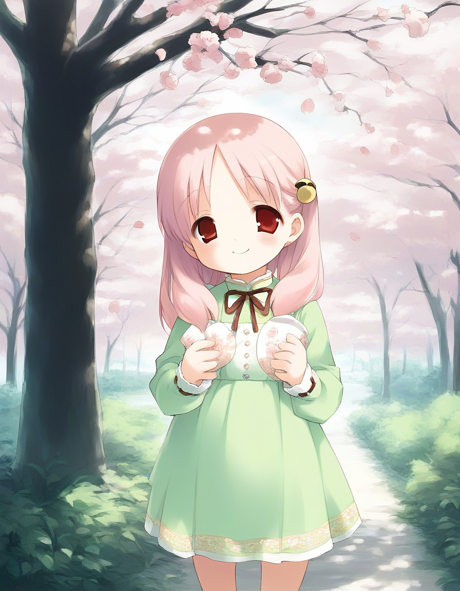 score_9, score_8_up, score_7_up, source_anime, rating_explicit, BREAK  <lora:Kiriyama_Sakura_Ver2.0_XL:1>KiriyamaSakura, pink hair, red eyes, hair ornament, short stack,
 1girl, solo, dress, long sleeves, long hair, smile,
outdoor. tree, cherry blossoms,