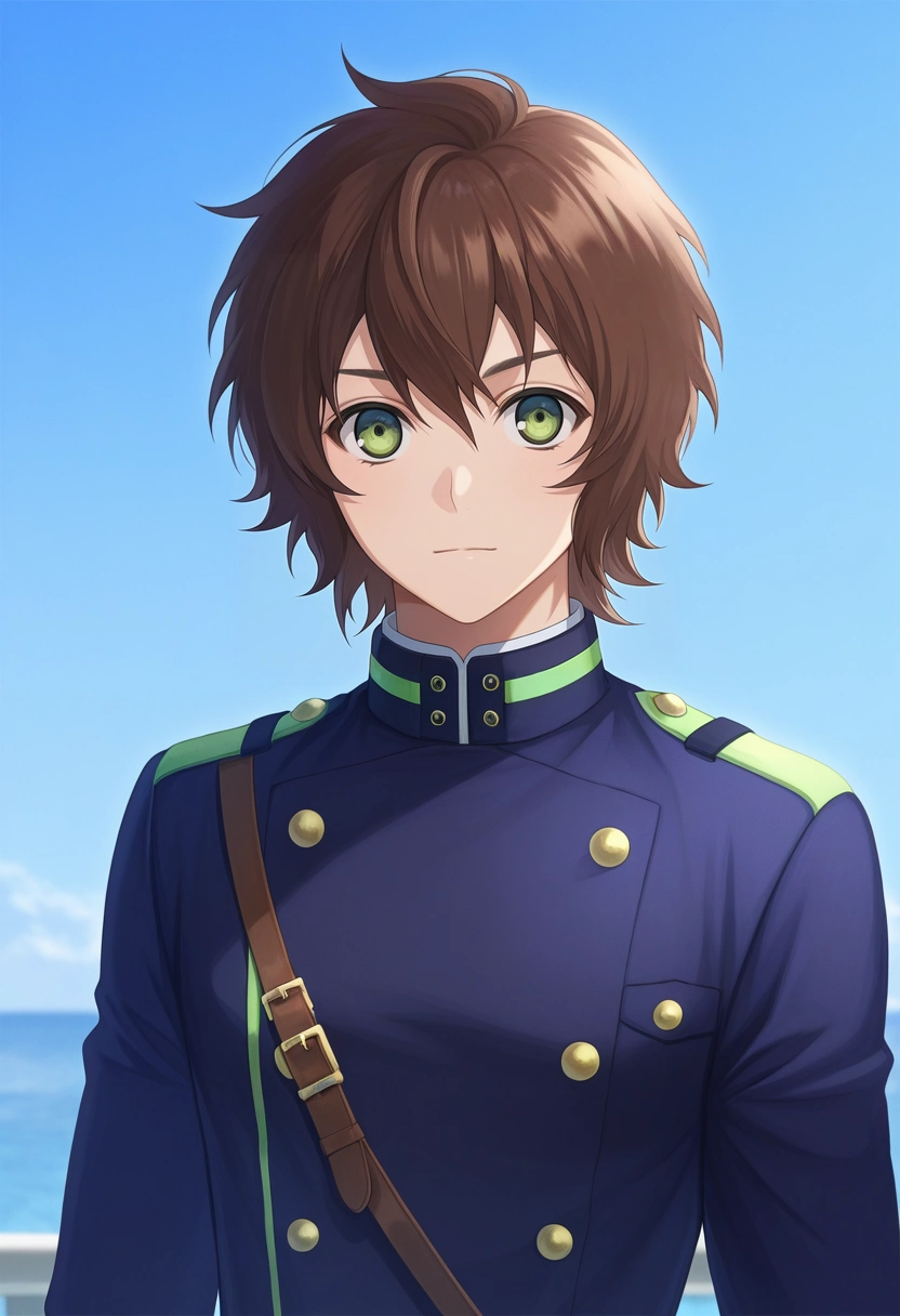 masterpiece, best quality, intricate details, semi-realistic, looking at viewer, 1boy, solo, male focus, <lora:yoichi_saotome_ilxl:0.92>, yoichi_saotome, brown hair, green eyes, short hair, ,
