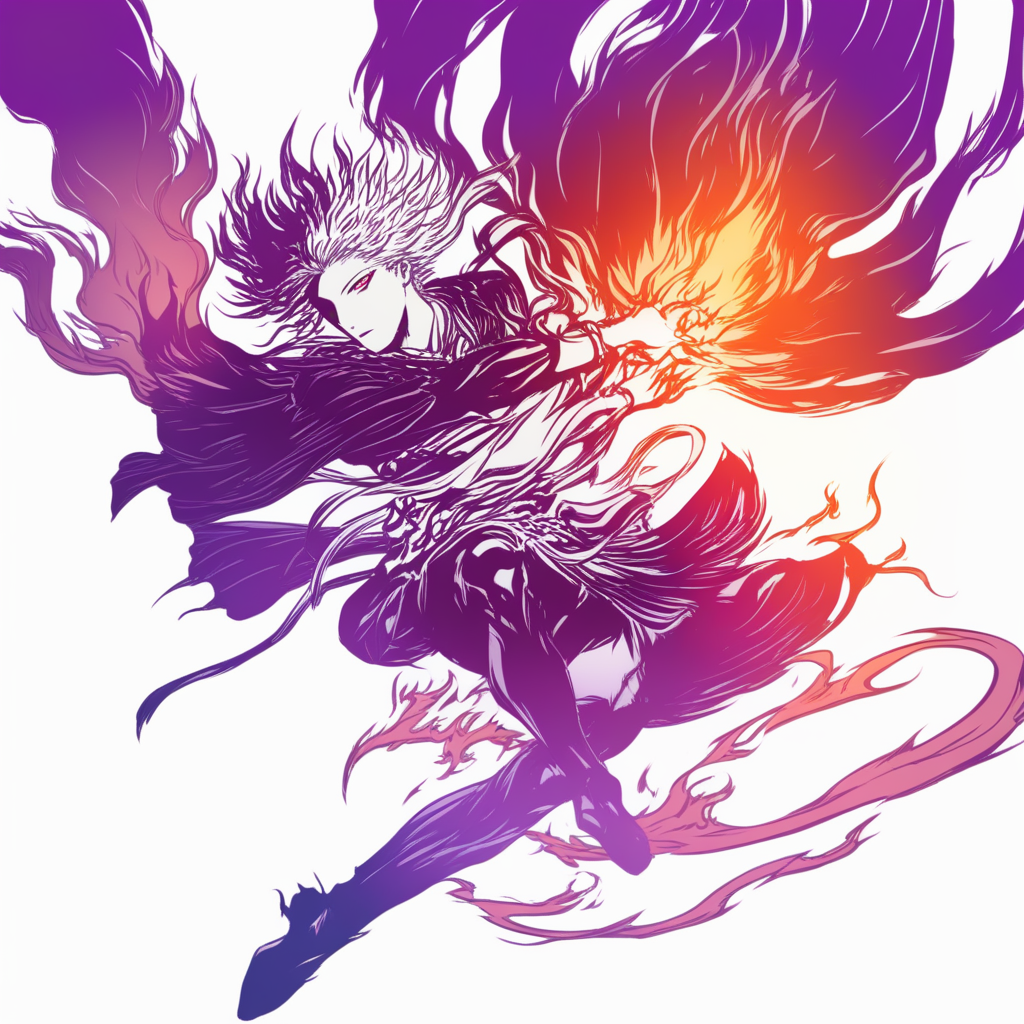 fflogo,1boy,solo,red and purple theme,white background,full body,fire,
BREAK <lora:fflogo_xl-000007:1>,, masterpiece, best quality,