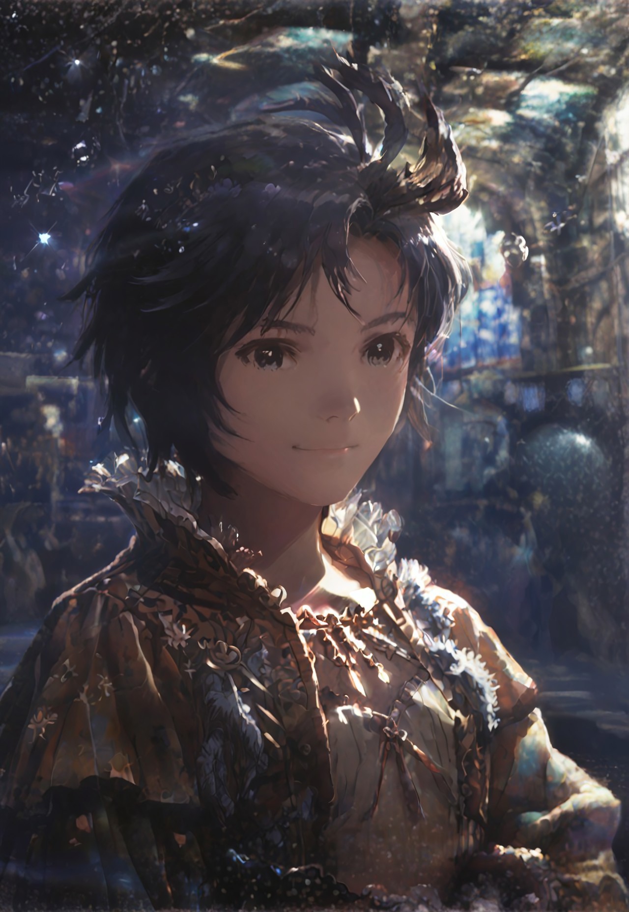 safe_pos, <lora:paulbril_pony_v1:0.9> by bril paul in, marina \(genre\), baroque \(style\), 
score_9, score_8_up, score_7_up, score_6_up, source_anime, <lora:Worldly_XL:1>
cinematic film still shot of 1woman, perfect body,  delicate  smile, vibrant, 
kikuchi makoto, 
<lora:KikuchiMakoto_pony_v1:0.9> kkcmkt, short hair, black hair, antenna hair, hair between eyes, black eyes, flat chest,  small breasts, 
<lora:loraeyesxl:0.4>
<lora:Pony_DetailV2.0:0.5>