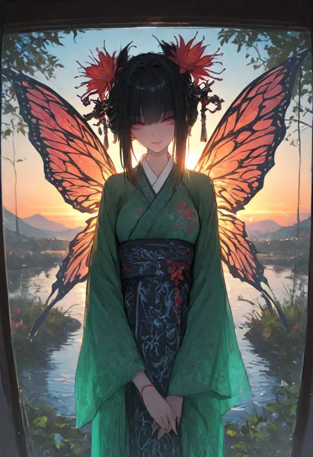 masterpiece, best quality, Good quality, very aesthetic, absurdres, newest,1girl, light rays, looking at viewer, solo,
Cinematic Lighting, gradient color,
BREAK
masterpiece, amazing quality, best quality, ultra-detailed, 8K, illustration, CG, ultra-detailed-eyes, detailed background, eyelashes, erotic, looking seductive, coy. dynamic action image, detailed face, detailed eyes, direct mesmerizing gaze, shiny texture,
BREAK
raytracing, volumetric lighting, ambient occlusion, girl, background, masterpiece, best quality, very awa, absurdres, by ratata47,
BREAK
Fairy, butterfly wings, (inside agiant flower)
BREAK
(aodai, aodai, (vietnamese traditional costume,)), elegant, flower, sunset, lens flare, (Vietnam clothes, Vietnam style), river, reflection,
