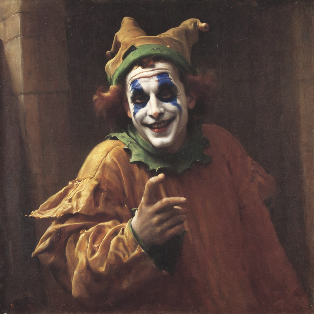 Painting of  jester AH_FLeighton   leighton <lora:Paintings_by_Frederic_Leighton_-_Victorian_painter_Academicism_Pre-Raphaelite_style_:1>