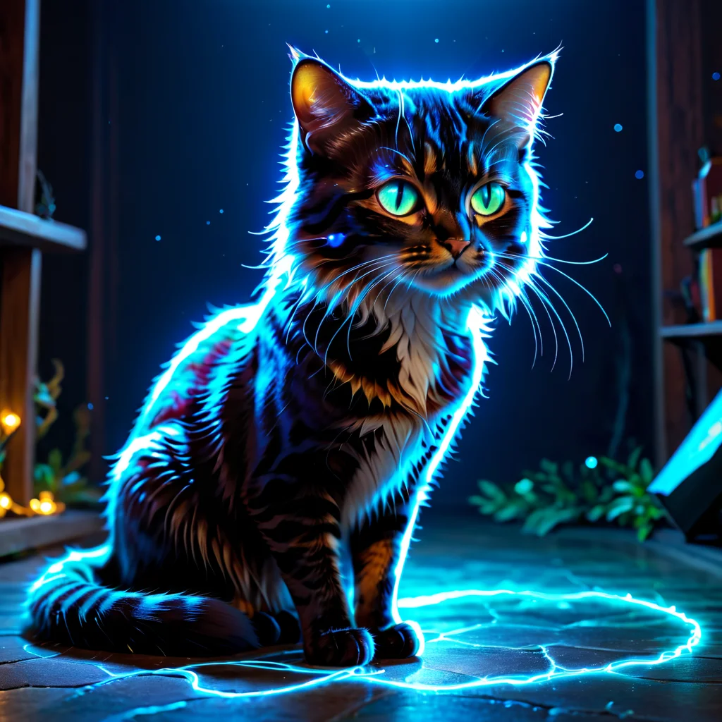detailed, realistic, 8k uhd, high quality, masterpiece, An epic photo of full body cat <lora:Biolumins v1:0.5>
