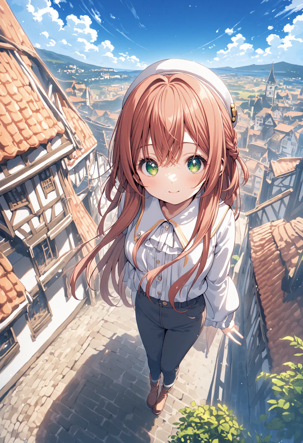<lora:LoRA_Amazno_Kozue_Style_SDXL-000009:1.2> (amano kozue:1.2),
best quality, 4k, very aesthetic, absurdres,
(1girl, solo:1.3), long hair, clear eyes, scenery,
blue sky, town,