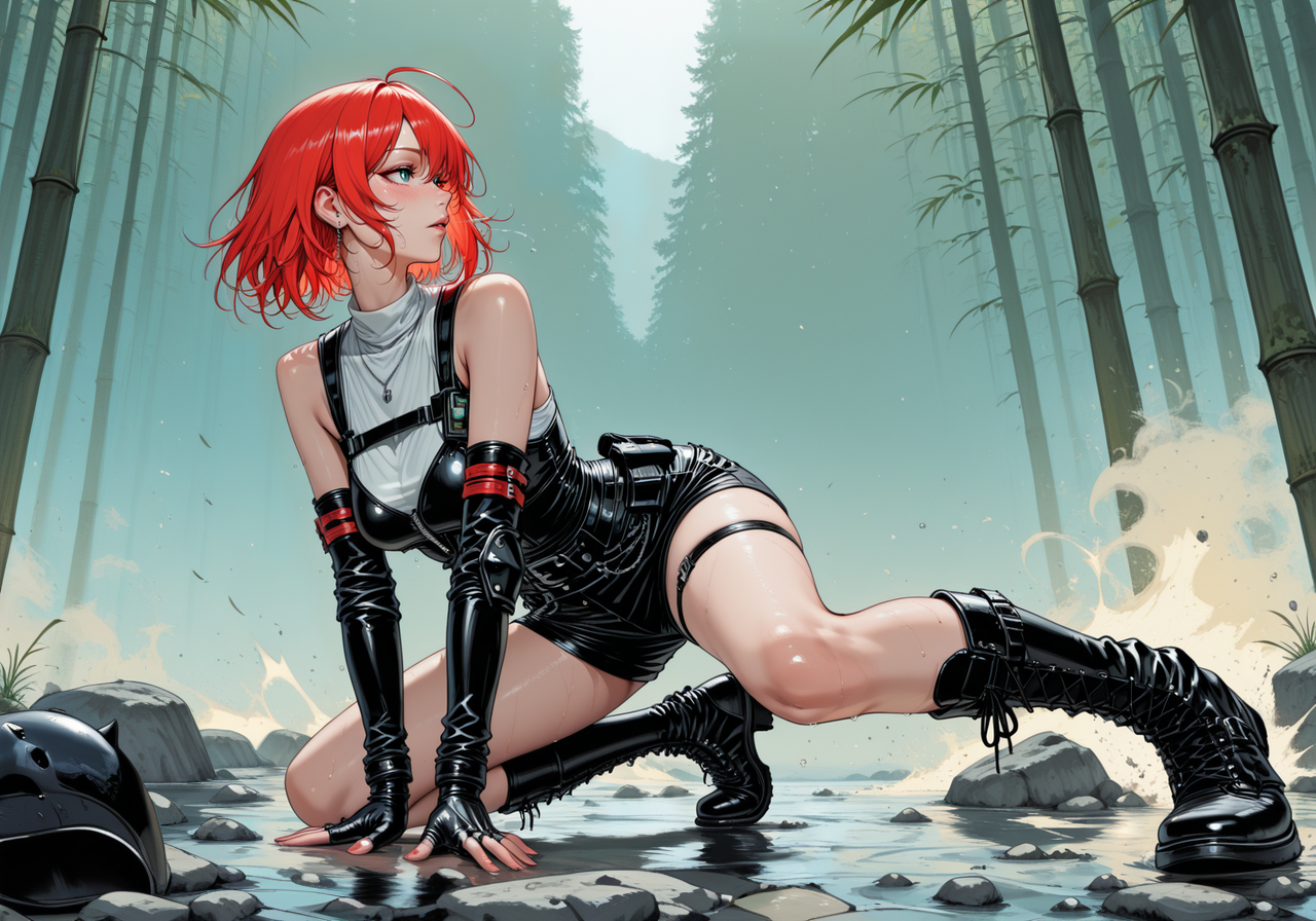 embedding:IllusP0s, artist:fluxc0m1c,dynamic pose, dynamic shot, kamiki mia, shishunki, embedding:Smooth Quality, embedding:IllustriousQual,<lora:artist_fluxc0m1c_ill_v2.safetensors:1.0:1.0>