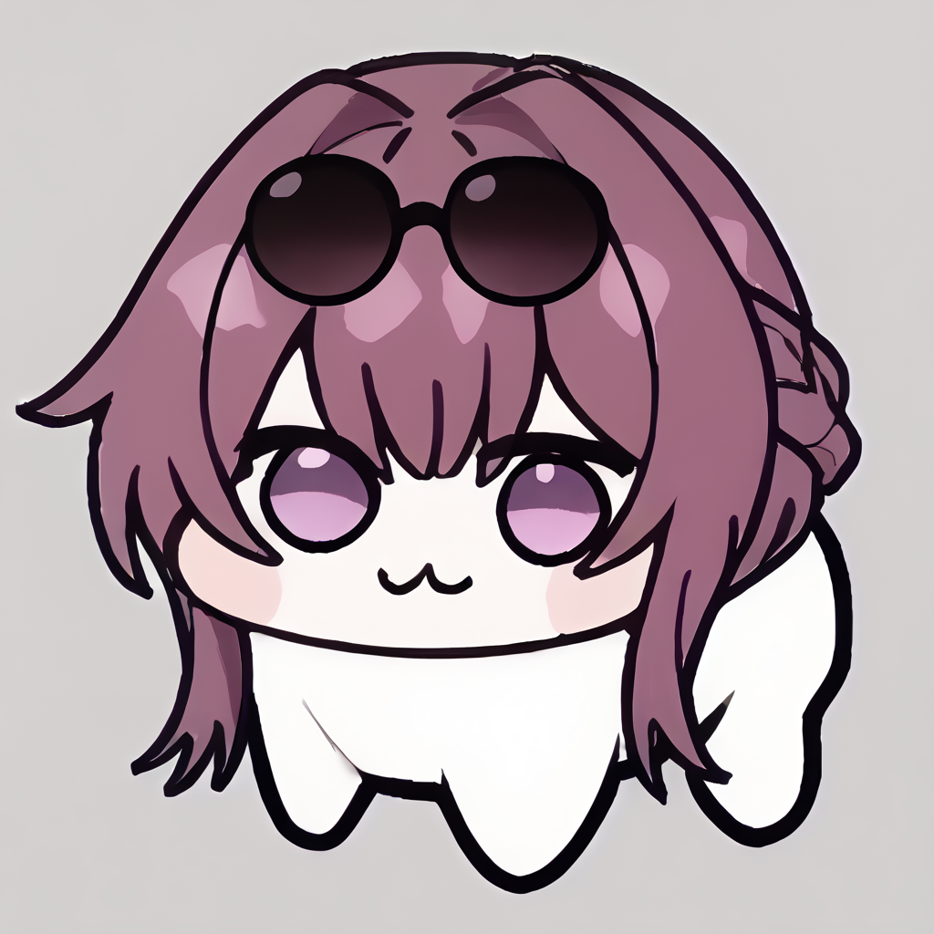 score_9, BREAK source_anime, 1girl, solo, kafka <lora:kafka - SymbolicLink:1>, purple hair,   <lora:Doro_X_PDXL_V1:1> doro, creature, chibi, :3, no humans, solid circle eyes, no pupils, white skin, eyewear on head,