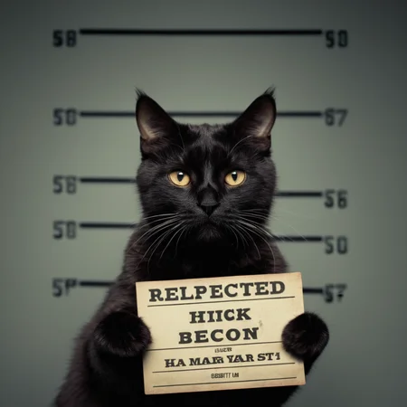 cinematic film still of <lora:Mugshots style:0.8> (((mugshot wall)))
A Mugshot photo of a sad cat holding a sign that says "rejected" behind a mugshot wall,looking at viewer,simple background,grey background,english text,no humans,animal,cat,sign,realistic,animal focus,whiskers,holding sign , mugshot style, shallow depth of field, vignette, highly detailed, high budget, bokeh, cinemascope, moody, epic, gorgeous, film grain, grainy