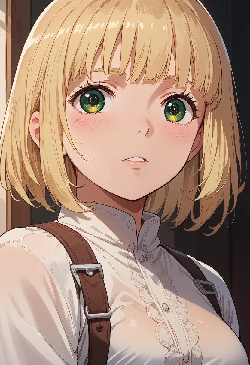 score_9, score_8_up, score_7_up, highres, high res image, source_anime, masterpiece, 1girl, solo, detailed face, detailed eyes,
<lora:MoriyamaShiemi:1>, moriyamashiemi, shiemi, blonde hair, short hair, blunt bangs, green eyes, blush,