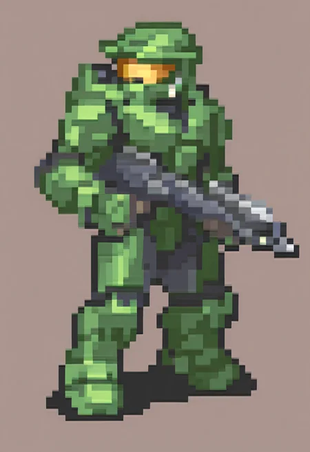 masterpiece, best quality, solo, 1boy, <lora:FEGBA-Sprites-illus_Fp:1>, simple background, pixel art, full body, <lora:masterchief-halo-richy-v1_ixl:1>, masterchief, helmet, visor, power armor, rifle,