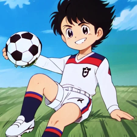 {{{{{m{{{{{masterpiece}}}}}} {{{{{high indicrated details}}}}} , soccer boy,green soccer trikot, , best quality, anime, simple background, sitting 8 K, High Quality, cheeky smile
<lora:Gregor_Kickers:1>Gregor, Kickers, Black Hair