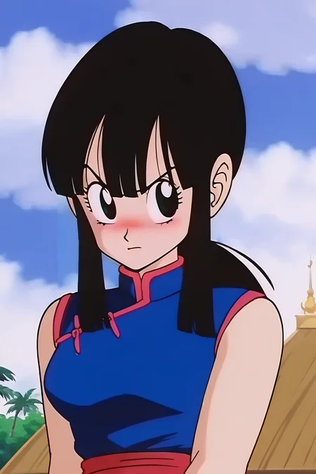 source_anime, score_9, score_8_up, score_7_up, anime screencap,8k, absurdres,
chi-chi, 1girl, solo, long hair, breasts, looking at viewer, blush, bangs, black hair, medium breasts, upper body, ponytail, sidelocks, outdoors, sky, sleeveless, day, cloud, red sash, black eyes, blue sky, bare arms, eyelashes, sleeveless dress, blue dress, chinese clothes, cloudy sky, china dress, (raised eyebrows), world martial arts tournament arena, mountain, blush,
<lora:chichidb_pony_v2:0.8>