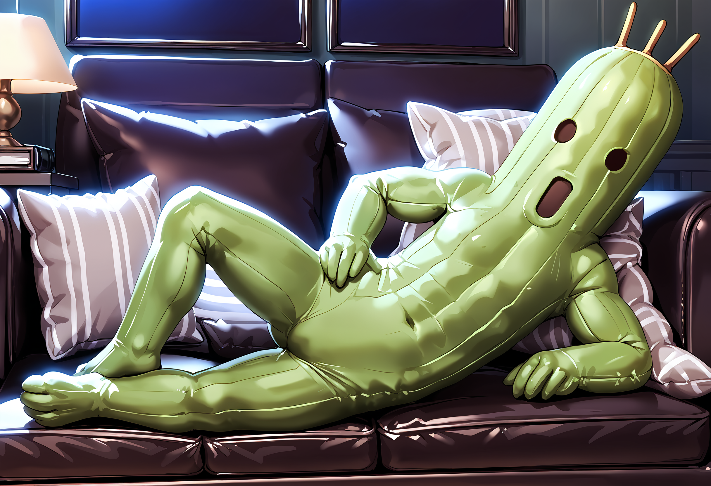 zPDXL3,full_body,living room,1other,<lora:Pony_DetailV2.0:1>,night,
BREAK cactuar,no humans,green skin,<lora:cactuar-pony:1>,cactus,on side,coach,