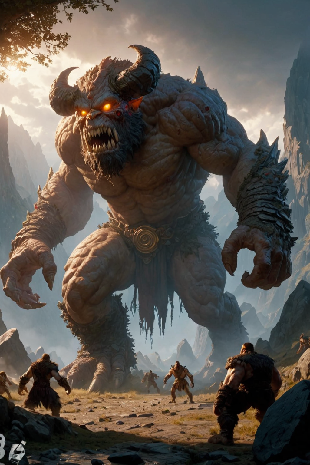 ultra realistic 8k cg, masterpiece, professional artwork, cinematic lighting,  painting of a (Cyclops) summoning monsters <lora:Fantasy_Monsters_XL:1>