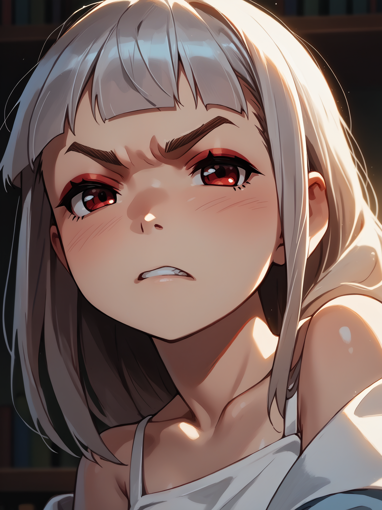 (upper body, solo focus:1.2) <lora:happy_tentacle-ibaraki-v0.1-000025:1>, ht_ibaraki, makeup, blush, red eyes, (petite:1.2), <lora:Shed_The_Skin's StS_age_slider_v1_initial_release:-1.5> ( :1.1) (perky breasts:1.2) ( (head back :0.8) , , (annoyed :1.2) , parted lips , (looking at another:1.2) :1.2) indoors, ((dusk :0.6), (blue sky:0.6) :0.8), ( :0.9), (furniture:0.9), , (sidelighting:0.5), (light rays, light particles:0.5) , , , ( :0.9) ( :0.8) score_9, score_8_up, score_7_up, score_6_up, score_5_up, score_4_up, ( [(realistic, photorealistic:1.3):(realistic:1.2):16] [(3d:1.2)::14] :1) <lora:LUUNA's Lunas-NijiJourney-SDXL-B2:0.35>, nijijourney <lora:prgfrg23's Counterfeit-V3.0 Style SDXL_LoRA_Pony Diffusion V6 XL:0.6> <lora:mfcg's mfcgXL:0.12> <lora:reweik's gyokai(himehajime)_PonyXL_style_v01:0.14>