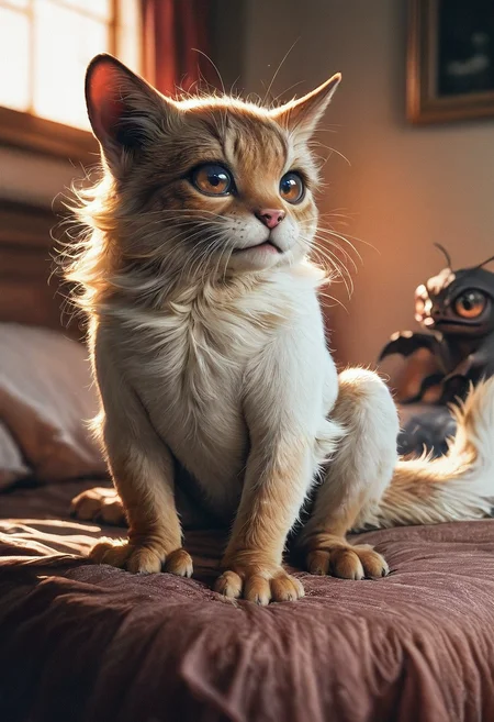 masterpiece, best quality, amazing quality, realistic, realistic, cute, creature, furry, rim lighting, film grain, <lora:zy_illustrious_Realism_Enhancer_v1:0.9>