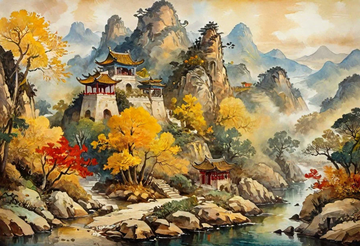 tj, cangyunshan, landscape, chinese ink painting, oil painting,
Oil Painting, Renaissance Paintings, watercolor painting, concept art, painterly, surreal painting,
((beautiful, painterly, detailed, textural, artistic)), (digital artwork, illustrative, illustration), (((intricate details, highly detailed, ultra-detailed))), (absurdres:1.5), (unreal engine, octane rendering, Anti-Aliasing, sharp focus, natural lighting, high saturation, high contrast, vivid, vibrant, studio lighting, best texture quality), beautiful detailed scenery,