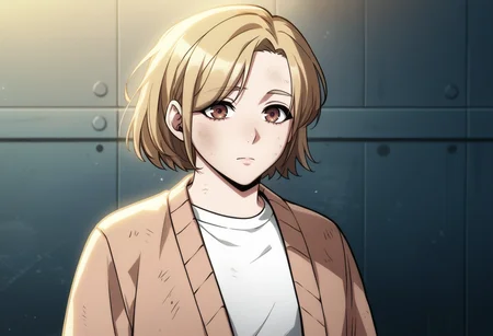 score_9, score_8_up, score_7_up, source_anime,anime screencap, anime coloring,intricate details,rating_safe, masterpiece, best quality,
(best quality, absurd res, ultra detailed),1girl, ((solo)), good eyes,perfect eyes,,detailed eyes, zPDXLxxx , zPDXL3,detailed, detailed face, <lora:add-detail-xl:3>,
BREAK
<lora:shin_yoosung:0.8>, shinyoosung, short hair, blonde hair, brown eyes, white shirt, open cardigan, long sleeves, blue pants, jeans, denim, 
BREAK
solo, upper body.
dirty