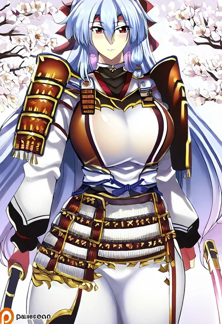 score_9, score_8_up, score_7_up, source_anime, BREAK, easynegative, FastNegativeV2, EasyNegativeV2, F4n-n0-h1tori, haganef style, breasts, 1girl, solo,sexy body , young, anime, mature, young, adult, sexy BODY, SLIM WAIST, 1GIRL, SOLO, legs, body mature, and adult, legs,large breasts,,mature woman, large breasts, adult, mature body, five fingers, smile
Tomoe, 1girl, solo, red eyes, light blue hair, very long hair, hair between eyes, parted bangs, oni horns, hair ornament, white Headband, Samurai armor, Traditional Japanese armor plating, Decorative chest plate, Shoulder guards armor, White hakama-style pants, Armored gauntlets (black and red), kama armor, Additional katana on the back, holding a naginata,