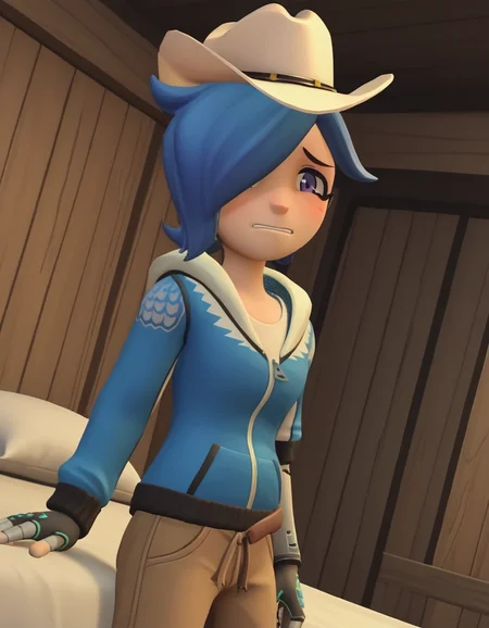 score_9, score_8_up, score_7_up, source_anime,
turboartificialrapidintelligence, <lora:turbo-artificial-rapid-intelligence-ponyxl-lora-nochekaiser:1>,
turbo artificial rapid intelligence, blue hair,hair over one eye, purple eyes, 3d,
hat, hood, hoodie, cowboy hat, cowboy western,
indoors, bed, bed room, on side, blush, drunk,
looking at viewer, cowboy shot, dutch angle, solo,