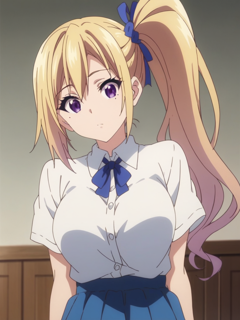 score_9, score_8_up, score_7_up, source_anime,masterpiece,best quality,highres,absurdres,official art,official style,source_anime,anime screencap,anime coloring,megami magazine,anime,animated,explicit,
portlait,
 <lora:kawakami_mai:1> kawakami mai, blonde hair,purple eye,mole under eye,side ponytail,large breasts,