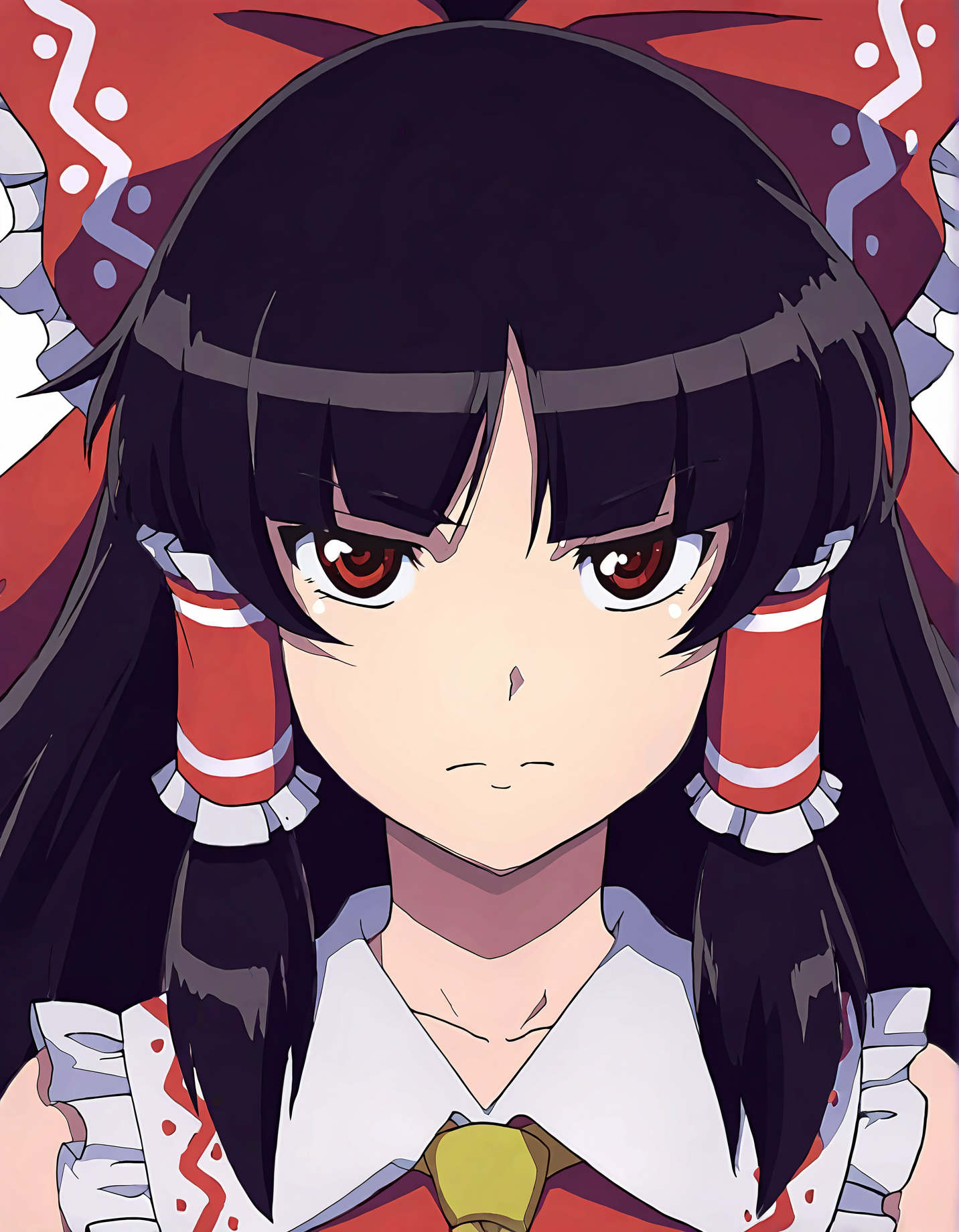 memoriesofphantasm, 1girl, solo, hakurei reimu, portrait,
masterpiece, best quality, highres, absurdres, <lora:memories-of-phantasm-style-noobai-vpred10:1>