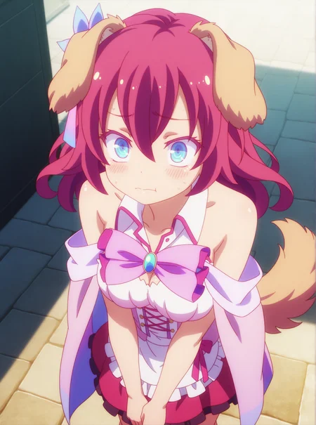 best quality,amazing quality,<lora:Stephanie Dola:1>,stephanie dola,blue eyes,dog ears,dog tail,
