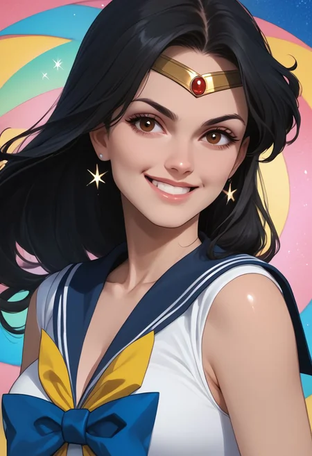 score_9, score_8_up, score_7_up,score_6_up, score_5_up, score_4_up , 1girl, solo, 
large breasts,
dreamerdg,
long hair, black hair, brown eyes, psychedelic background, sailor senshi uniform, smile, closed mouth, sparkle,