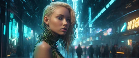 a beatiful young adult women of slender hourglass figure, with long undercut hair of mixed haircolor brunette and blonde, light green eyes, 
Reflective  face expression,
__bg/zoom__
(in the streets) of  a a neon lit  futuristic town  in the style of a mix between a mix of retrofuturism and cyberpunk with fluid detail in the style of Ron Miller and and godrays and rossdraws global illumination Gaussian Blur and film still and Motion Blur and Radial Blur , , dystopian with fluid detail in the style of Syd Mead between we are indside of a blacksmith  which is built and decorated in the mixed style of soft lighting and rossdraws global illumination sharp focus , , surreal futurism with intricate detail in the style of Vincent Di Fate and a mix of dystopian and retrofuturism with fluid detail in the style of Michael Whelan and octane render  , global illumination and soft lighting Bokeh Panorama and Motion Blur and movie  still , , detailed Michael Whelan and we are outside of a theatre which is built and decorated in the mixed style of cinematic lighting and hard lighting ((light bokeh)) and Bokeh Panorama , , space age with intricate detail in the style of Chris Foss and rossdraws global illumination Chromatic Aberration and Motion Blur and Radial Blur and Lens Flare , , biopunk with smooth detail in the style of Ian Miller and oil painting  , soft lighting volumetrics dtx and Lens Flare , , intricate Hannu Rajaniemi
((photo raw)),