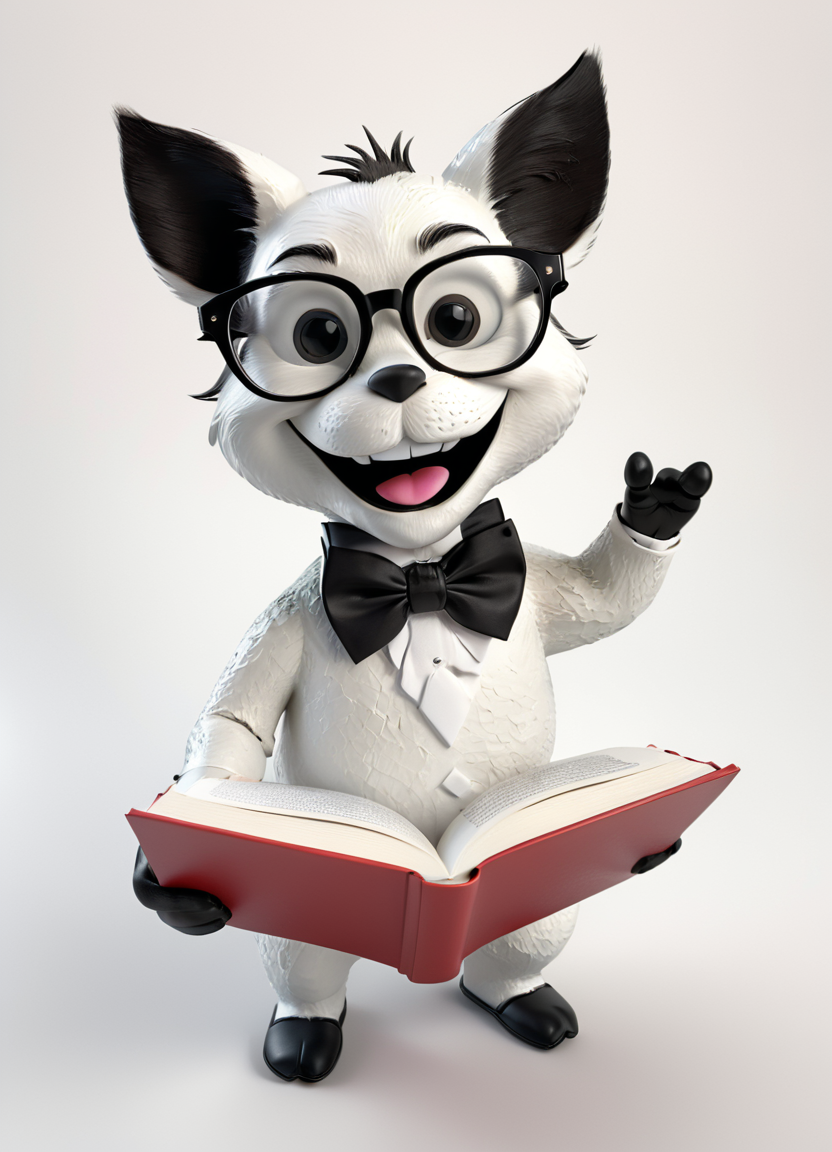 cat reading a book, glasses, bow tie, 3d, render, white, plain background, big smile, 3d shadows, abstract,
 <lora:3DPrintingXL:0.8> WhiteMold,
 <lora:artfully_CHARECHELIER:0.8>