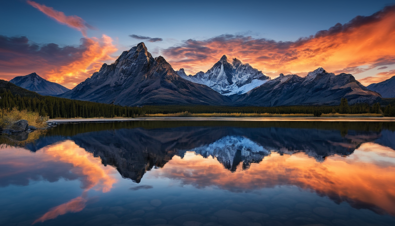 amazing photograph of gorgeous view, award winning, breathtaking, photo of the year, 4k, hyperrealistic, dramatic lighting  <lora:Earth35_000010:0.4> <lora:Landscape_Unleashed:0.8>
 A serene landscape at dusk. The foreground features a clear reflection of the mountain and clouds on the still water, with a rock jutting out into the lake. In the background, a majestic mountain stands tall under a dramatic sky that transitions from dark to light hues. The clouds are shaped like a swirl on the mountain's peak, suggesting a gentle breeze.