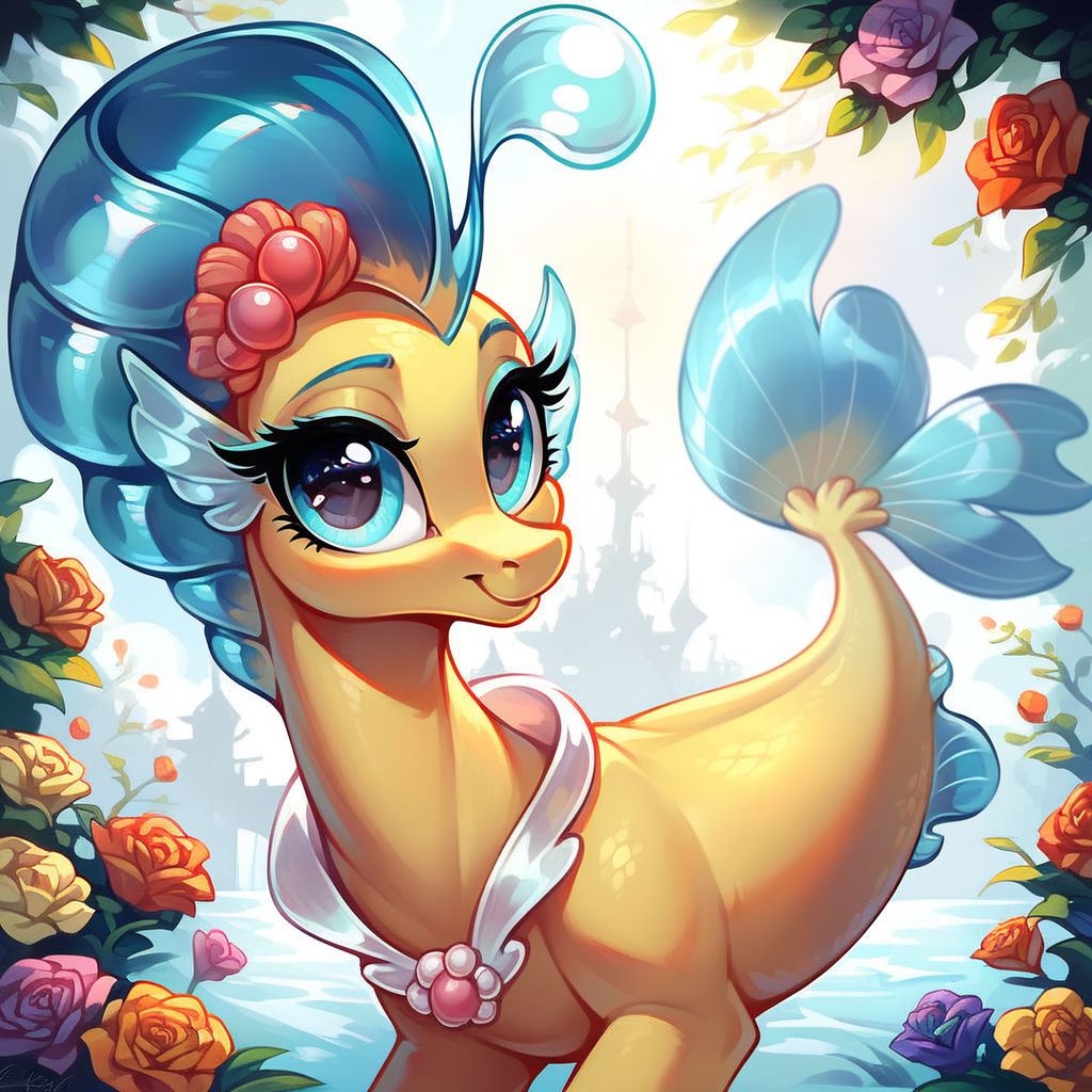 masterpiece, score_9, score_8_up, score_7_up, (best quality:1.1), ultra-detailed, high resolution, 1character, Princess Skystar, (((beautiful detailed eyes))), Long eyelashes, Looking At Viewer, Highly Visible, (((8k))), Seapony, MLP, G4, from Equestria at War, female, portrait of a leader, Queen of the Hippogriffia, royal militaristic ruler's outfit, sharp focus, perfect lighting, beautiful eyes, detailed outfit, long eyelashes, anatomically correct, extremely detailed, (the mountain and the sea), shine on body, high detail, cute face, Proud smile, Expressiveh, detailed background, OverallDetail, zPDXL2