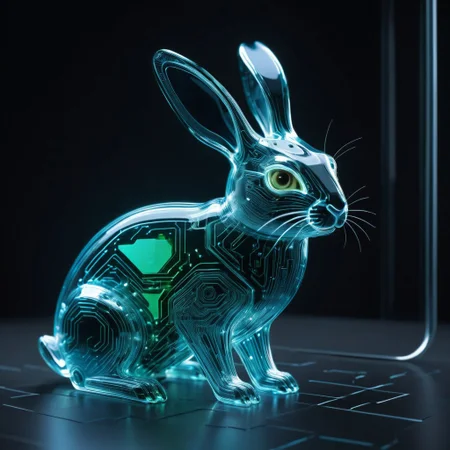 holotech rabbit, made of glass