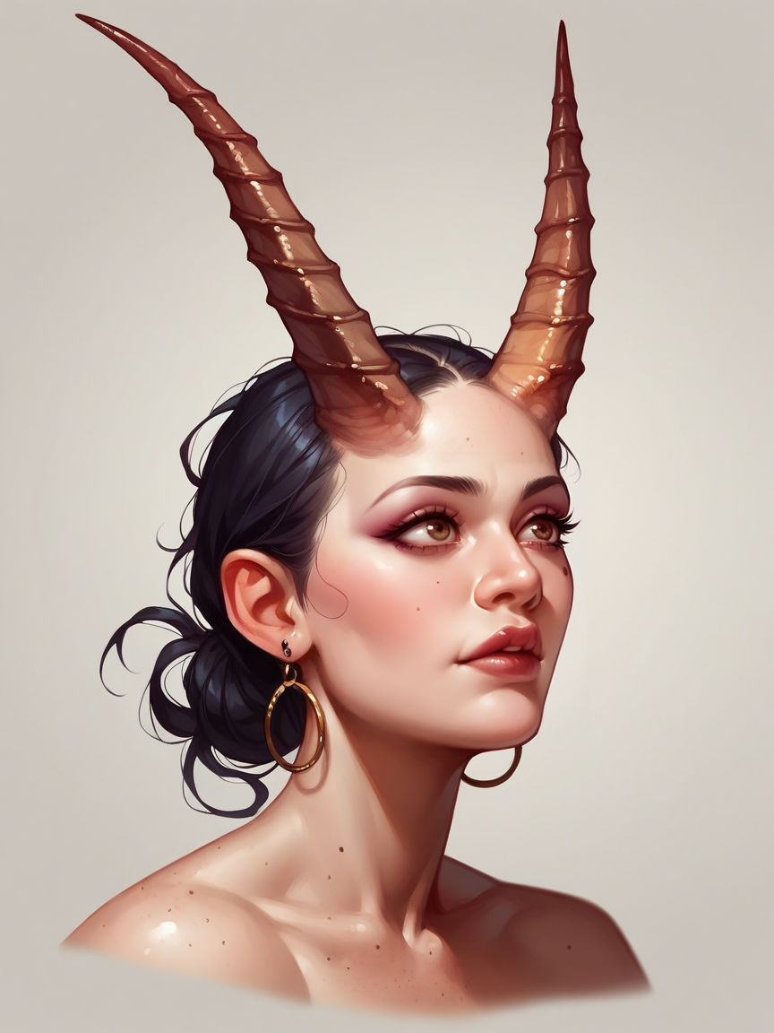 score_9, score_8_up, score_7_up, score_6_up, score_5_up, 1girl, solo  <lora:H0rnsXLP:1> h0rns, twisted kudu horns,