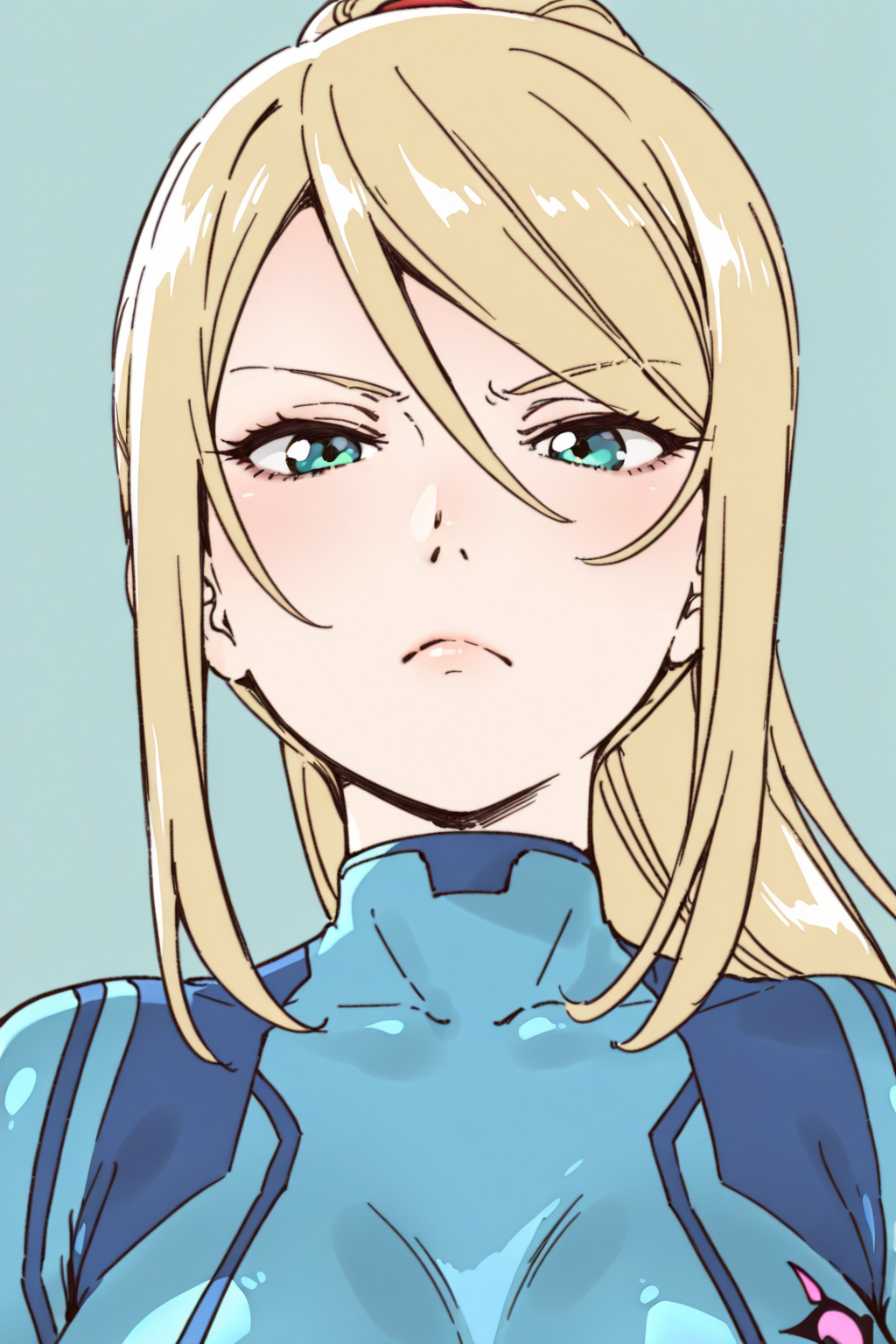 {{amazing quality, best quality, high quality, very aesthetic}}, 1girl, solo, simple background, looking at viewer, samus aran, zero suit, frown, narrowed eyes
 <lora:Namori_Illustrious:1>